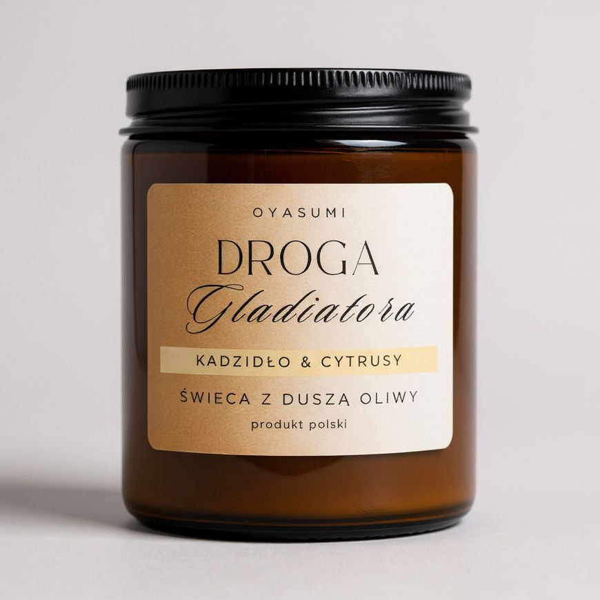 Luksusowy prezent dla mężzyzny – świeca Droga Gladiatora wosk oliwny | Oyasumi