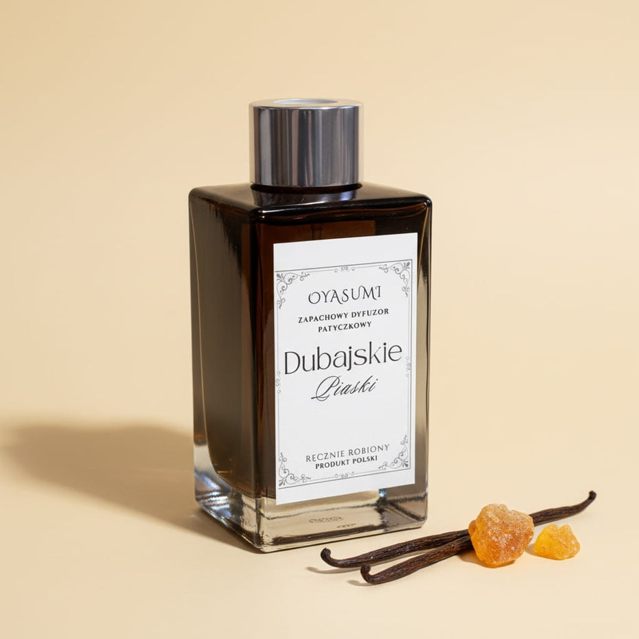 Naturalny dyfuzor do wnętrz – luksusowy zapach Dubajskie Piaski | Oyasumi