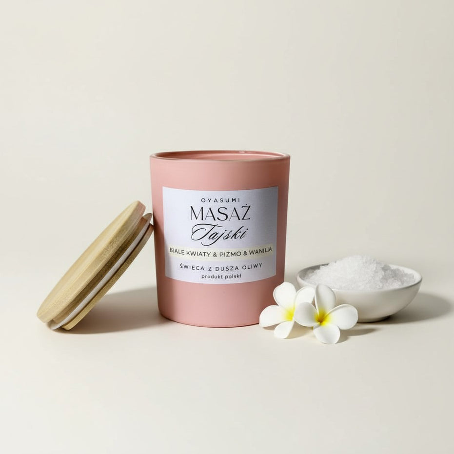 Naturalna świeca zapachowa do SPA – tajskie nuty relaksujące | Oyasumi