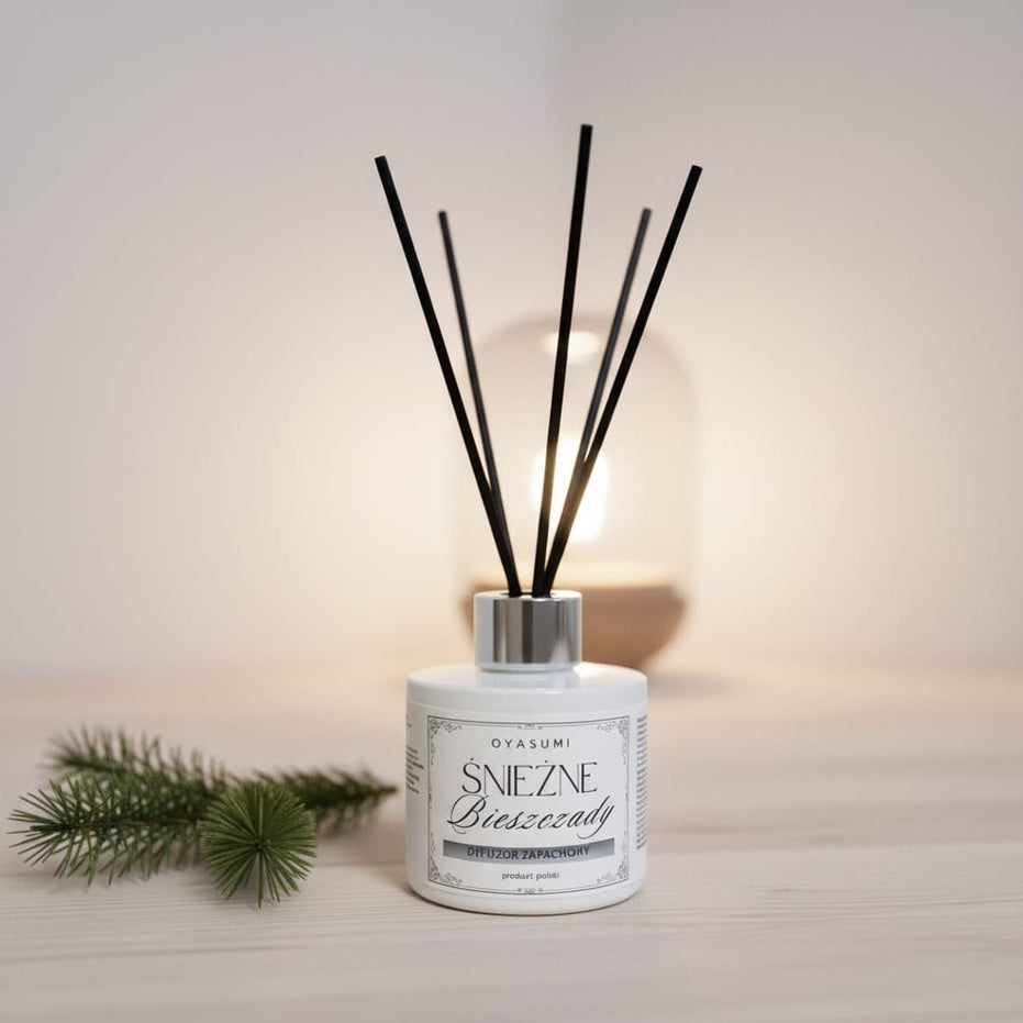 Dyfuzor z patyczkami męski – Śnieżne Bieszczady 100 ml aromatyczny | Oyasumi