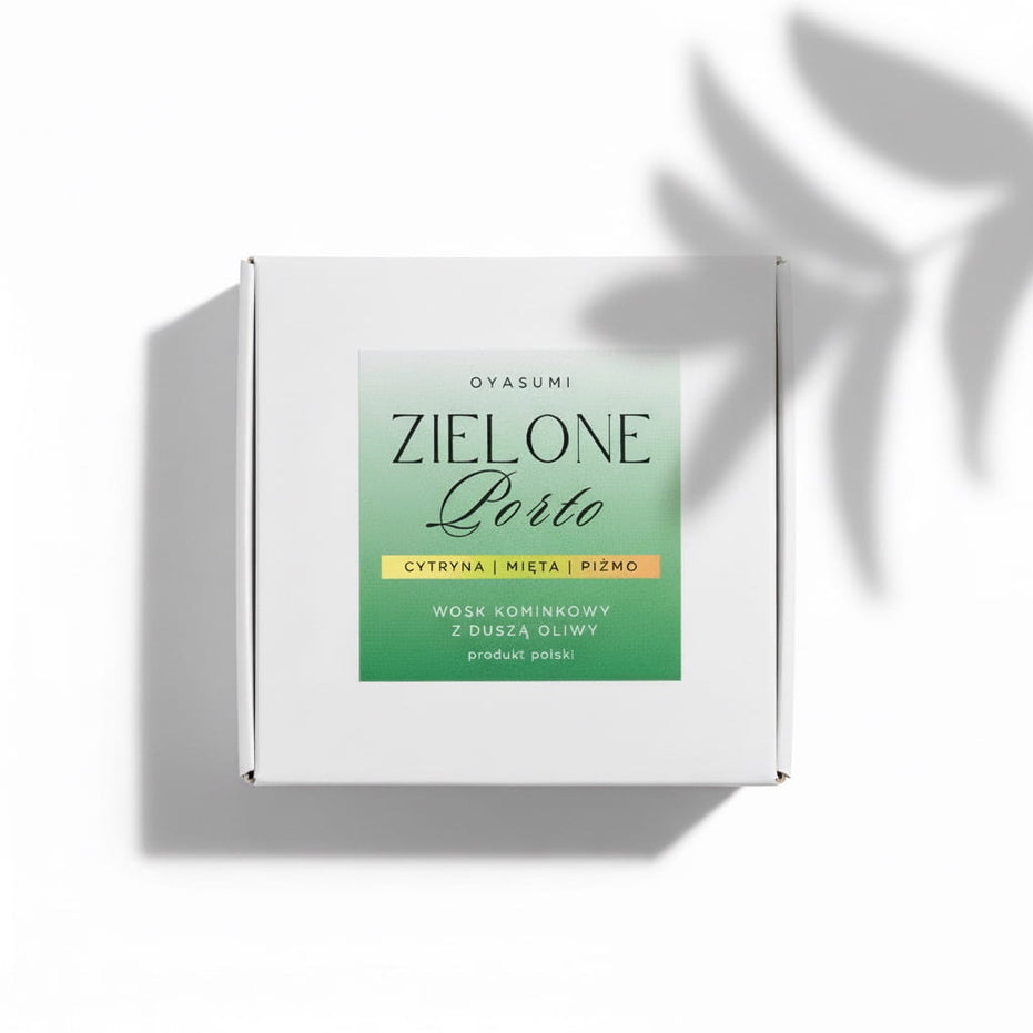 Naturalny wosk oliwny Oyasumi Zielone Porto – rzemieślniczy produkt w ekologicznym opakowaniu.