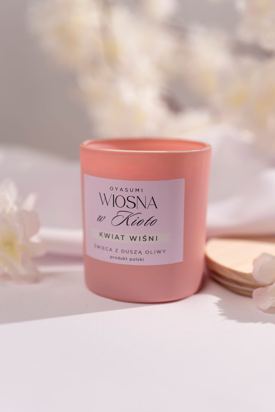 Świeca zapachowa z wosku oliwnego – wiosenny zapach sakury do domu | Oyasumi