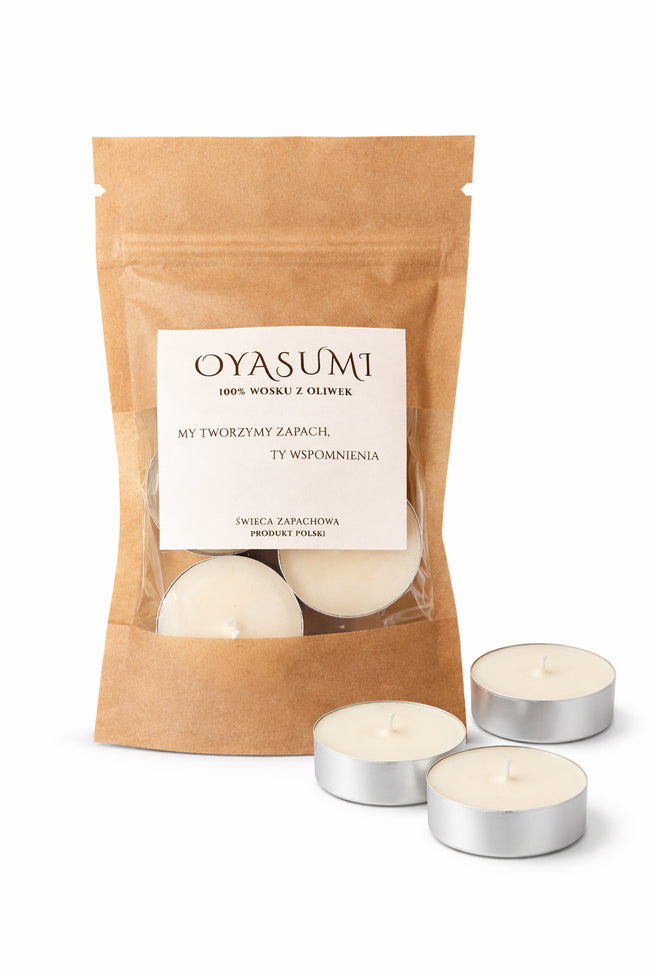 Tealighty z wosku oliwnego bezzapachowe – naturalny podgrzewacz do kominka | Oyasumi